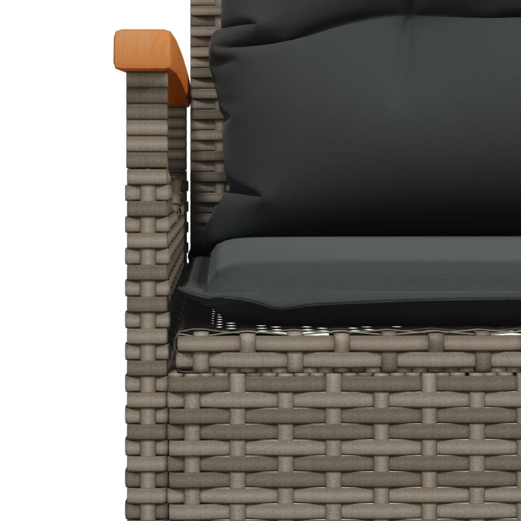 4-delige Loungeset met kussens poly rattan grijs