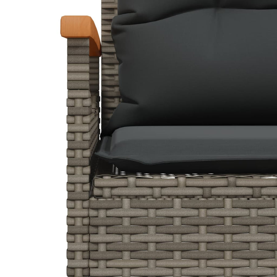 4-delige Loungeset met kussens poly rattan grijs