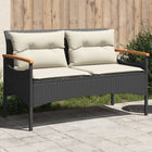 Tuinbank poly rattan 116x62,5x74 cm zwart