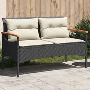 Tuinbank poly rattan 116x62,5x74 cm zwart
