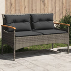 Tuinbank poly rattan grijs 116x62,5x74 cm