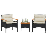 Loungeset 3-delig poly rattan zwart