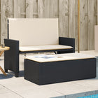 Tuinbank poly rattan zwart met kussens en voetenbank