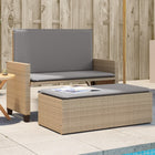 Tuinbank poly rattan beige met kussens en voetenbank
