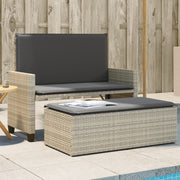 Tuinbank poly rattan lichtgrijs met kussens en voetenbank