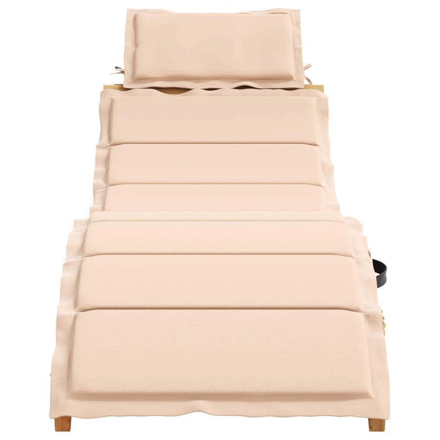 Ligstoelen 2 st met kussens massief acaciahout beige