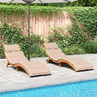 Sunloungers 2 pcs with cushions solid acacia wood beige