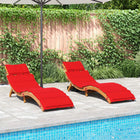 Sun loungers with cushions 2 pcs solid acacia wood red