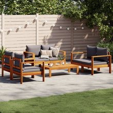 5-delige Loungeset met kussens massief acaciahout