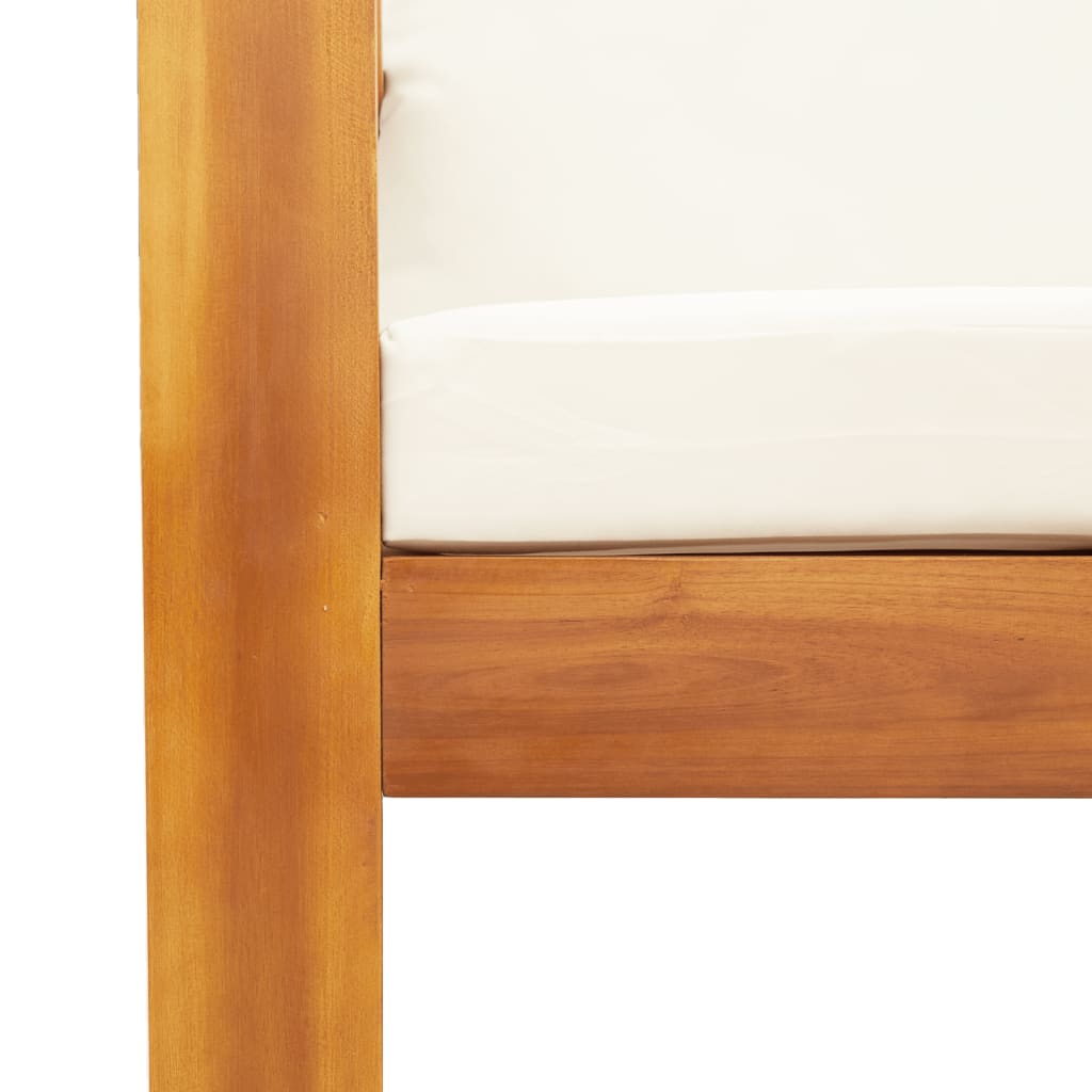 10-Delige Loungeset Met Kussens Massief Acaciahout Crème