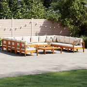 Loungeset 10-delig massief acaciahout crème