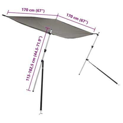 Schaduwdoekset T-top 170x170x(113-182,5) cm antracietgrijs