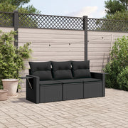 Loungeset poly rattan 3-delig zwart