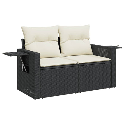 3-Delige Loungeset Met Kussens Poly Rattan Zwart
