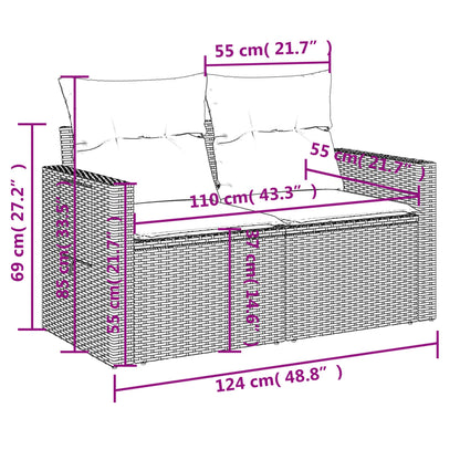 3-Delige Loungeset Met Kussens Poly Rattan Beige