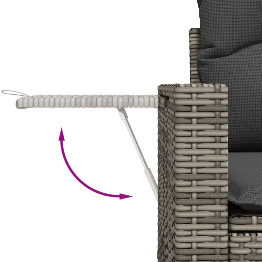 3-Delige Loungeset Met Kussens Poly Rattan Grijs