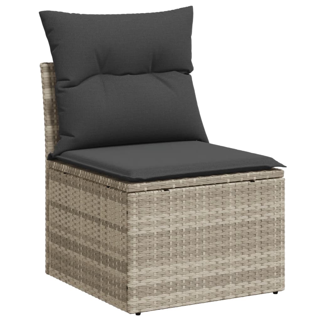 3-delige Loungeset met kussens poly rattan lichtgrijs