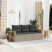 Loungeset 3-delig poly rattan lichtgrijs