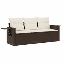 3-Delige Loungeset Met Kussens Poly Rattan Bruin