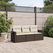 Loungeset poly rattan bruin 3-delig