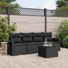 Loungeset poly rattan 5-delig zwart
