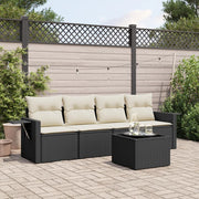Loungeset 5-delig poly rattan zwart