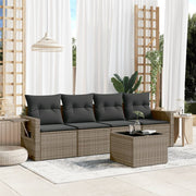 Loungeset 5-delig poly rattan grijs
