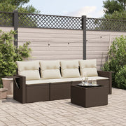 Loungeset 5-delig poly rattan bruin