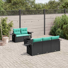 6-piece garden lounge set with cushions black poly rattan