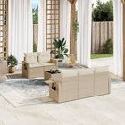 6-piece Lounge Set with cushions poly rattan beige