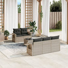 6-piece Lounge Set with cushions poly rattan light grey