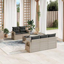 6-delige Loungeset met kussens poly rattan lichtgrijs