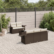Loungeset 6-delig poly rattan bruin