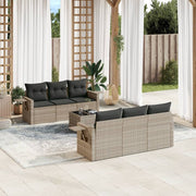 Loungeset 7-delig poly rattan lichtgrijs