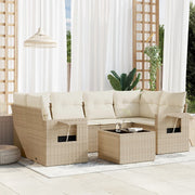 Loungeset 7-delig poly rattan beige