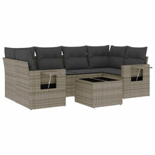 7-Delige Loungeset Met Kussens Poly Rattan Grijs