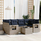 7-piece garden sofa set with cushions, grey poly rattan