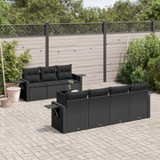 8-piece Lounge Set with Cushions Polyrattan Black