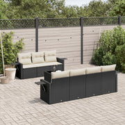 8-piece Lounge Set with Cushions Polyrattan Black