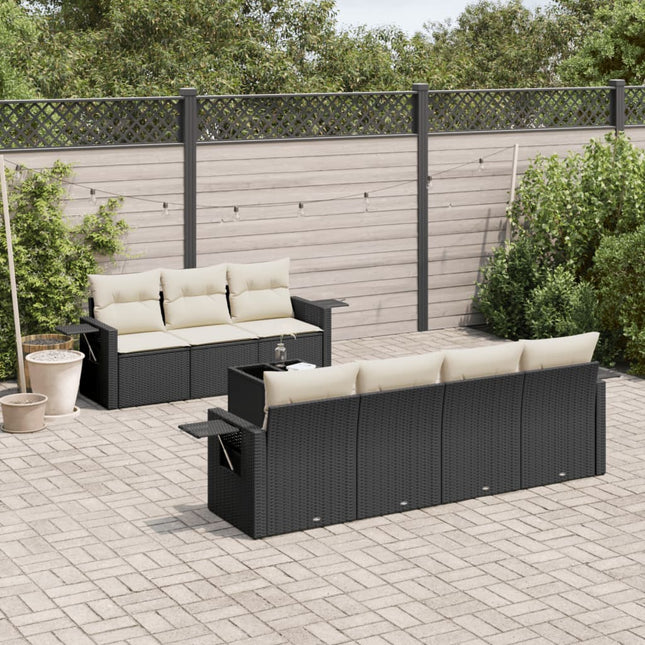 8-Delige Loungeset Met Kussens Poly Rattan Zwart