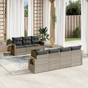 8-piece Lounge Set with Cushions Poly Rattan Grey