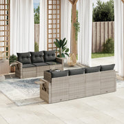 8-piece Lounge Set with Cushions Poly Rattan Light Grey