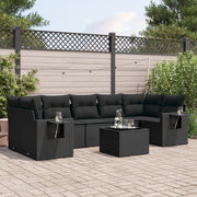 8-piece Lounge Set with Cushions Polyrattan Black