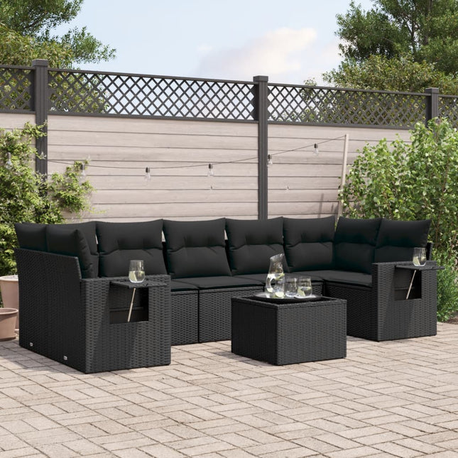 8-Delige Loungeset Met Kussens Poly Rattan Zwart