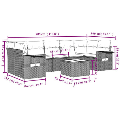 8-Delige Loungeset Met Kussens Poly Rattan Zwart