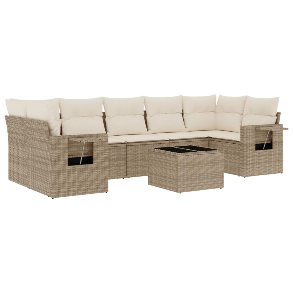 8-Delige Loungeset Met Kussens Poly Rattan Beige