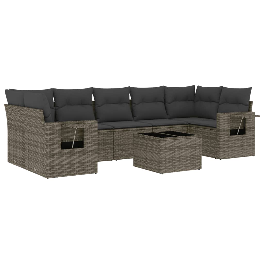 8-Delige Loungeset Met Kussens Poly Rattan Grijs