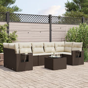 8-piece Lounge Set with cushions poly rattan brown