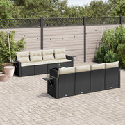Loungeset 9-delig poly rattan zwart