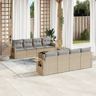 9-Delige Loungeset Met Kussens Poly Rattan Beige